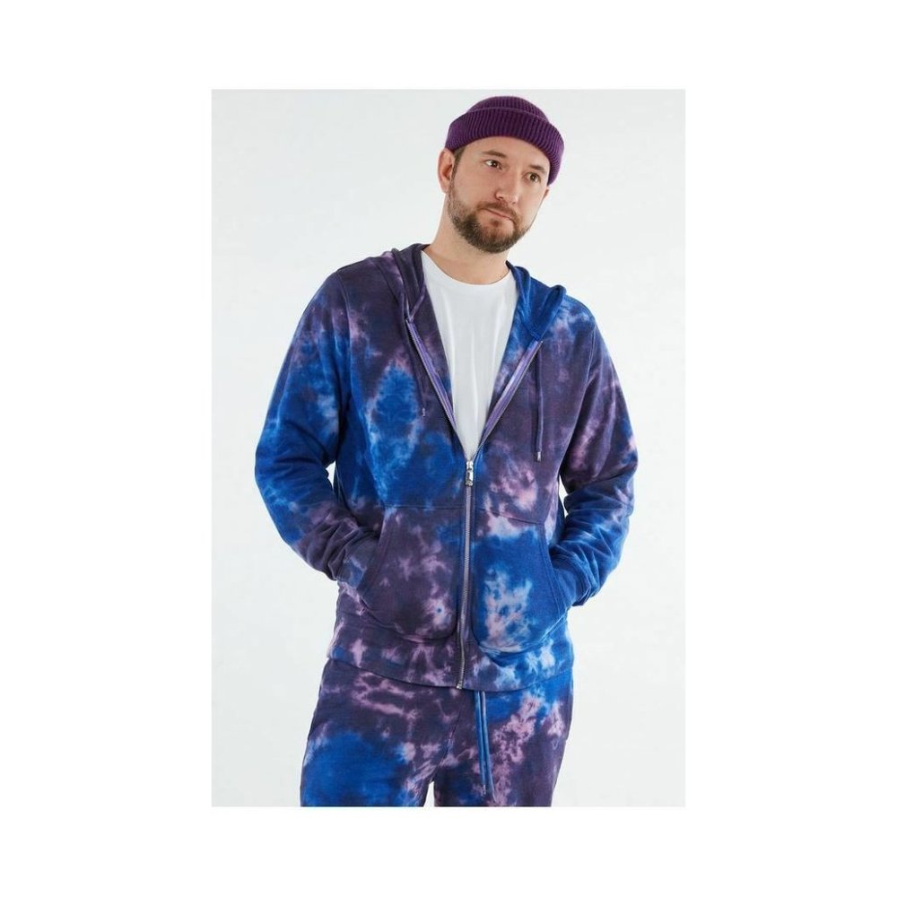 True Religion Men's Tie Dye Zip Hoodie Sweatshirt in Purple Haze